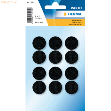 10 x Herma Klettpunkte schwarz 19 mm VE=6 Paar