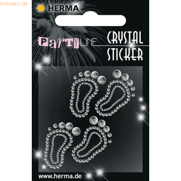 3 x HERMA Schmucketikett Crystal 1 Blatt Sticker Baby Feet