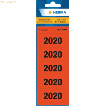 Herma Inhaltsschild 2020 selbstklebend VE=100 Stück rot