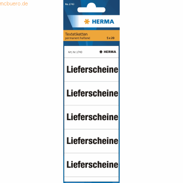 HERMA Inhaltsschild fr Ordnerrcken Lieferscheine wei VE=100 Etikett