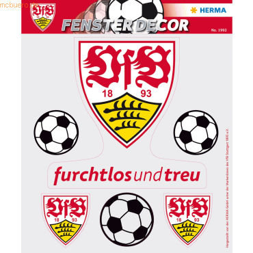 5 x HERMA Fensterdecor VfB Stuttgart 25 x 35 cm Logo Bälle