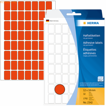 HERMA Vielzweck-Etiketten 12x18mm rot VE=1792 Stck