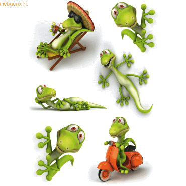 10 x HERMA Sticker Magic Geckos 3D Folie VE=1 Blatt