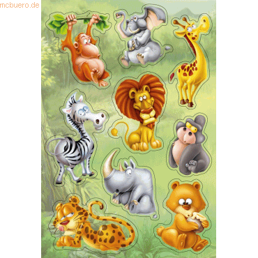 10 x HERMA Sticker Magic Dschungeltiere Popup VE=1 Blatt