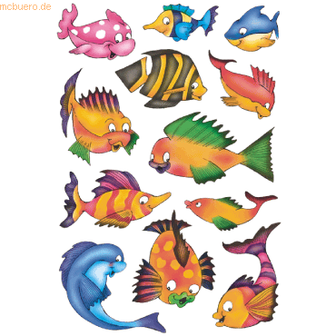 HERMA Schmucketiketten Decor Bunte Fische VE=3 Blatt