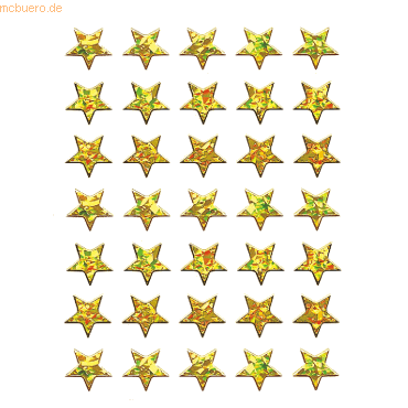 10 x HERMA Schmucketikett Weihnachten Sterne Prismaticfolie gold VE=1