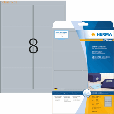 HERMA Etiketten Folie silber 99,1x67,7mm Special A4 LaserCopy VE=200 S