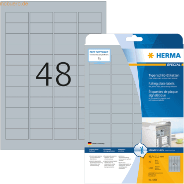 HERMA Etiketten Folie Typenschild silber 45,7x21,2mm Special A4 LaserC