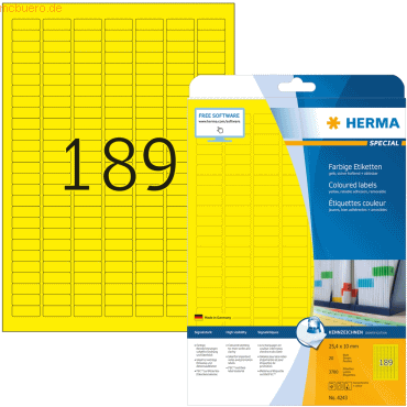HERMA Etiketten gelb 25,4x10mm Special A4 VE=3780 Stück
