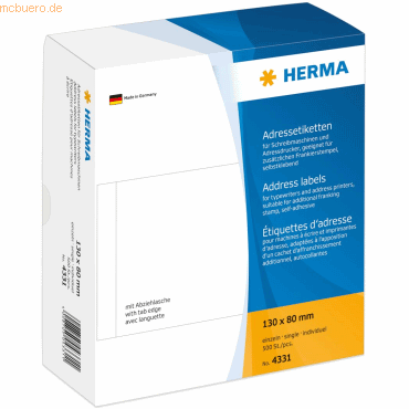 HERMA Adress-Etiketten 130x80mm einzeln VE=500 Stck