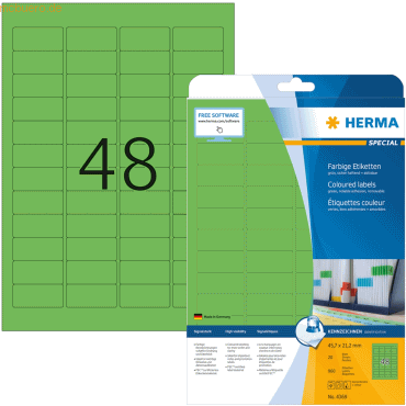 HERMA Etiketten grün 45,7x21,2mm Special A4 VE=960 Stück