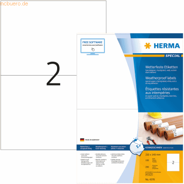 HERMA Etiketten Papier witterungsbest. wei 210x148mm Special A4 Laser