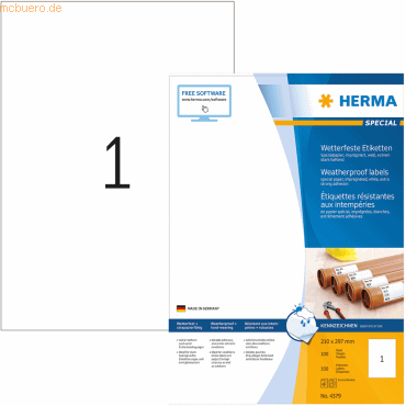 HERMA Etiketten Papier witterungsbest. wei 210x297mm Special A4 Laser