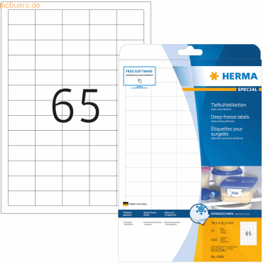 HERMA Tiefkhletiketten wei 38,1x21,2mm Special A4 VE=1625 Stck