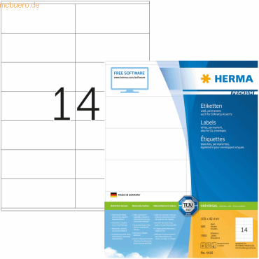 HERMA Etiketten wei 105x42mm Premium A4 VE=7000 Stck