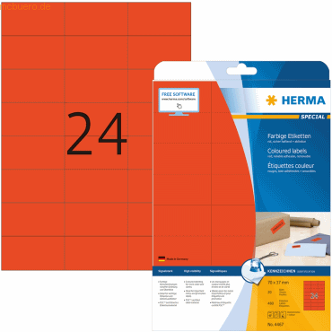 HERMA Etiketten rot 70x37mm Special A4 VE=480 Stck