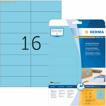 Herma Etiketten 105x37 mm blau ablösbar Papier matt VE= 320 Stück