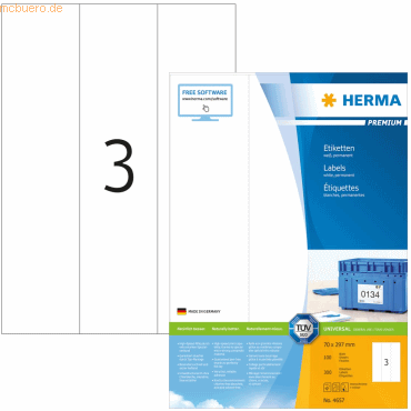 HERMA Etiketten wei 70x297mm Premium A4 VE=300 Stck