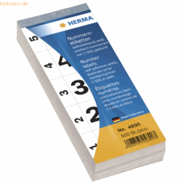 HERMA Nummernblock selbstklebend 1-500 wei 28x56mm VE=500 Stck