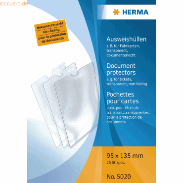 25 x HERMA Ausweishlle 95x135mm fr Fahrkarten