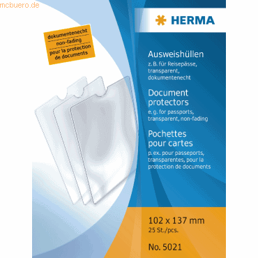 25 x HERMA Ausweishlle 102x137mm fr Reisepsse