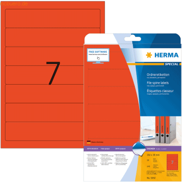HERMA Ordneretiketten rot 192x38mm Special A4 VE=140 Stck