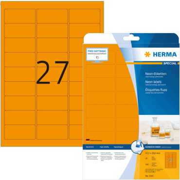 HERMA Etiketten neon-orange 63,5x29,6mm Special A4 LaserCopy 540 Stck