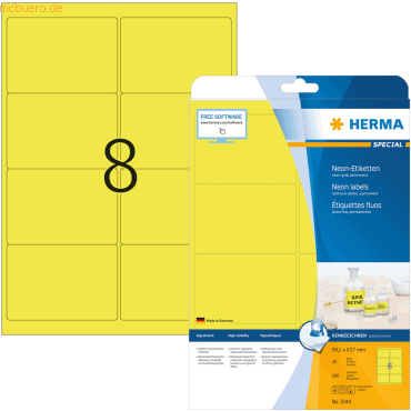 HERMA Etiketten neon-gelb 99,1x67,7mm Special A4 LaserCopy 160 Stück