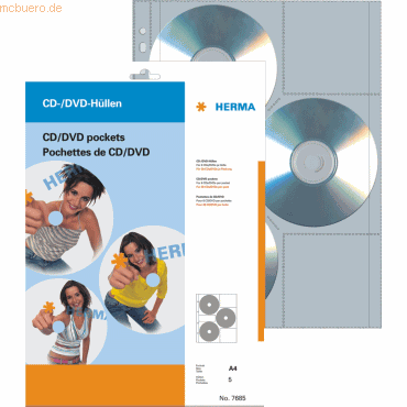 HERMA CD/DVD-Hllen 306,5x233mm VE=5 Hllen