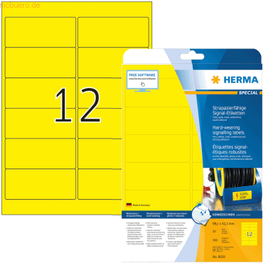 HERMA Signal-Etiketten 99,1x42,3mm gelb stark haftend Folie A4 matt we