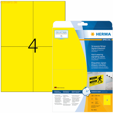 HERMA Signal-Schilder 105x148 mm gelb stark haftend Folie matt wetterf