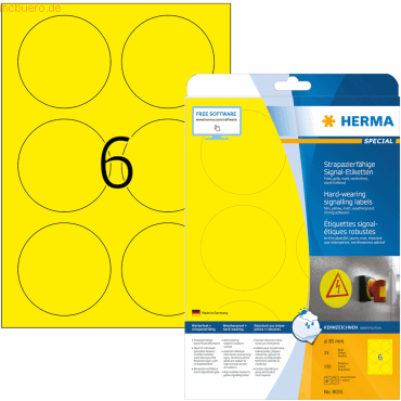 HERMA Signal-Schilder 85 mm rund gelb stark haftend Folie matt wetterf