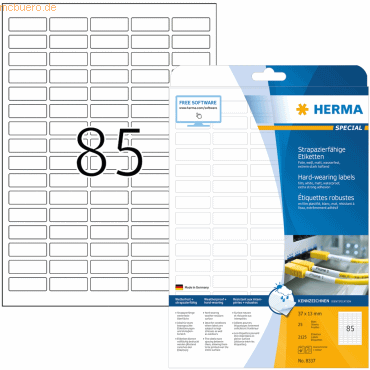 Herma Folien-Etiketten wei matt 37x13mm A4 stark haftend wetterfest V