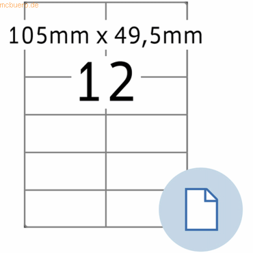 HERMA Etiketten A4 Papier wei 105x49,50mm 500 Blatt/6000 Etiketten