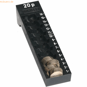 Inkiess Einzelmnzbehlter 20 P (Grobritannien) schwarz