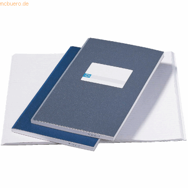 5 x Atlanta Notizbuch geleimt 330 x 205mm 192 Seiten blau 4 x 7mm kari