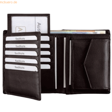 Alassio Kombibrse mit Geheimfach 10,5x12,5cm Leder schwarz
