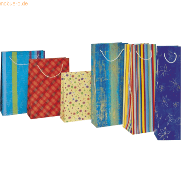 25 x Neutral Sekttasche Fantasie 120x360x100mm farbig sortiert