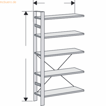 Kerkmann Magazin-Regal Status Regalfeld BxTxH 100x60x220cm alusilber