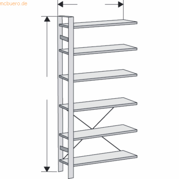 Kerkmann Magazin-Regal Status Regalfeld BxTxH 100x40x260cm alusilber