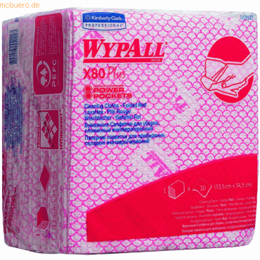 Wypall Wischtücher Wypall X80 plus 1-lagig 35x34cm 1/4-Falz rot