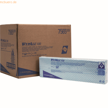 Wypall Wischtücher Wypall X80 1-lagig 41,6x34,4cm Interfold blau