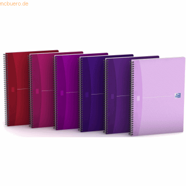 5 x Oxford Collegeblock A4 kariert 90 Blatt farbig sortiert