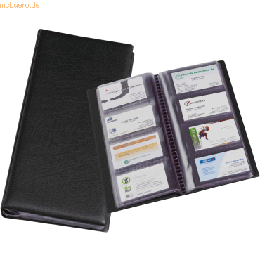 Rillstab Visitenkartenordner 290x133mm fr 256 Karten schwarz