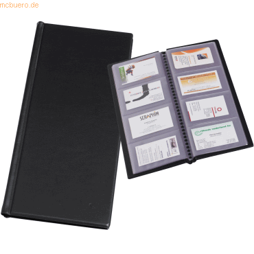 Rillstab Visitenkartenordner 31x13,5cm fr 96 Karten schwarz