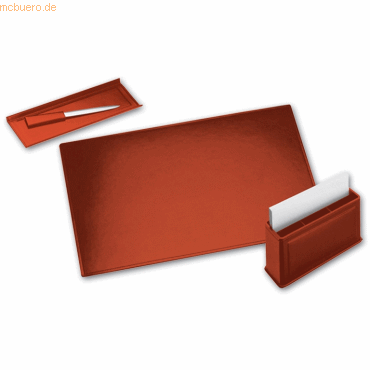 Läufer Schreibtischgarnitur Scala Leder 3-teilig rot