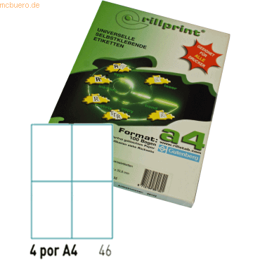 Rillstab Universaletiketten Rillprint wei 105x148,0mm A4 VE=400 Etike