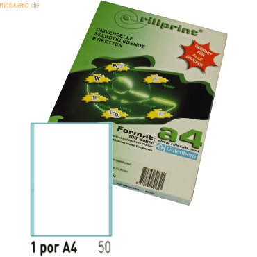 Rillstab Universaletiketten Rillprint wei 200x297,0mm A4 VE=100 Etike
