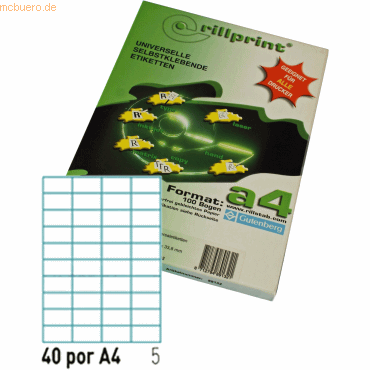 Rillstab Universaletiketten Rillprint wei 52,5x29,7mm A4 VE=4000 Etik