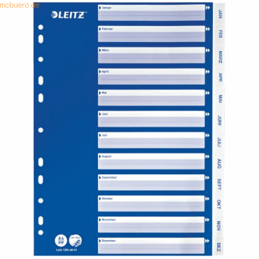 15 x Leitz Register A4 PP Jan.-Dez. wei